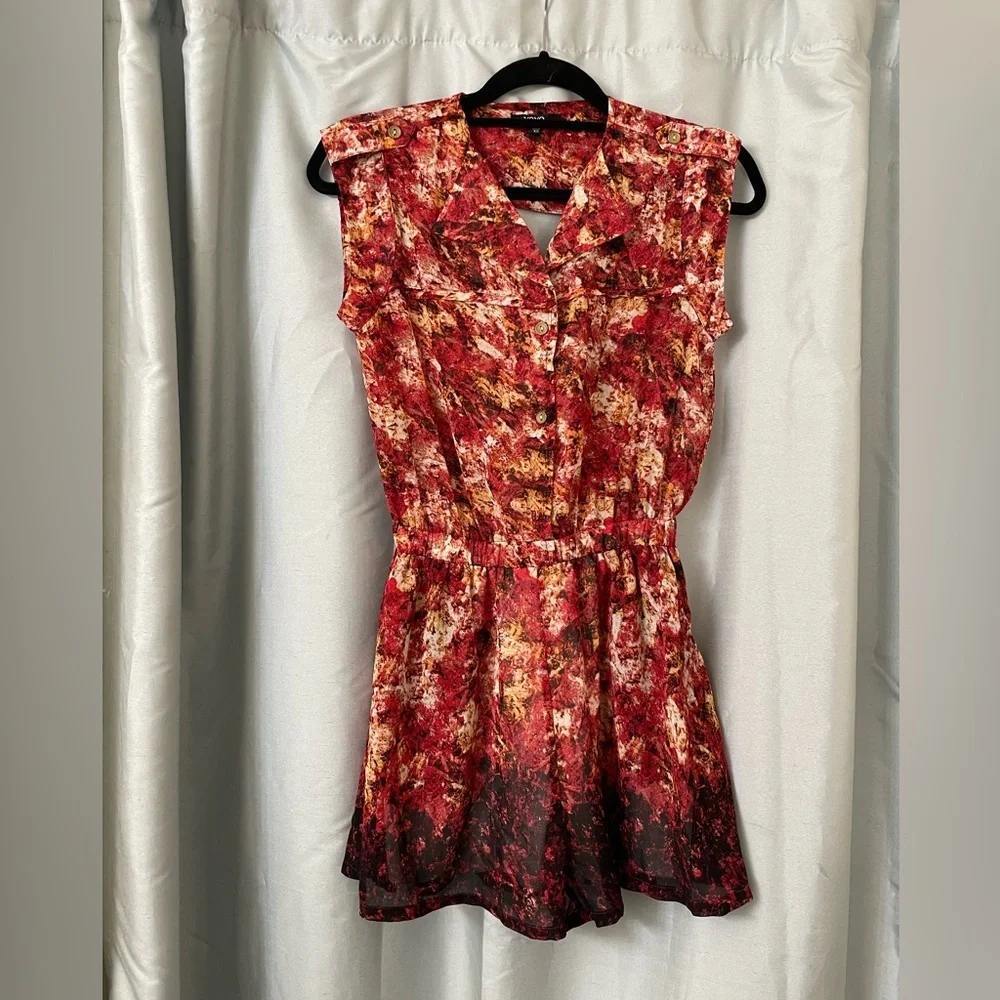 XOXO Red Abstract Fire colors Womens Romper size XS